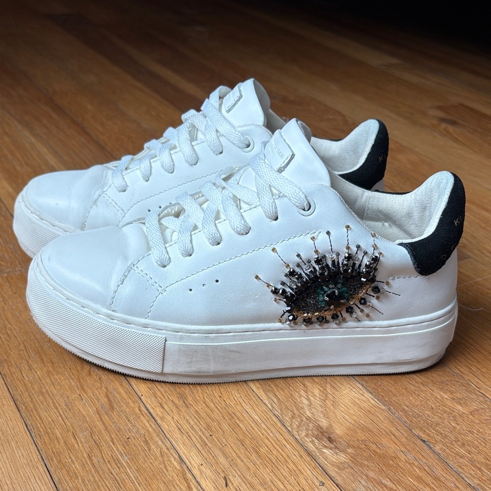 Kurt Geiger London Laney Eye white leather sneakers